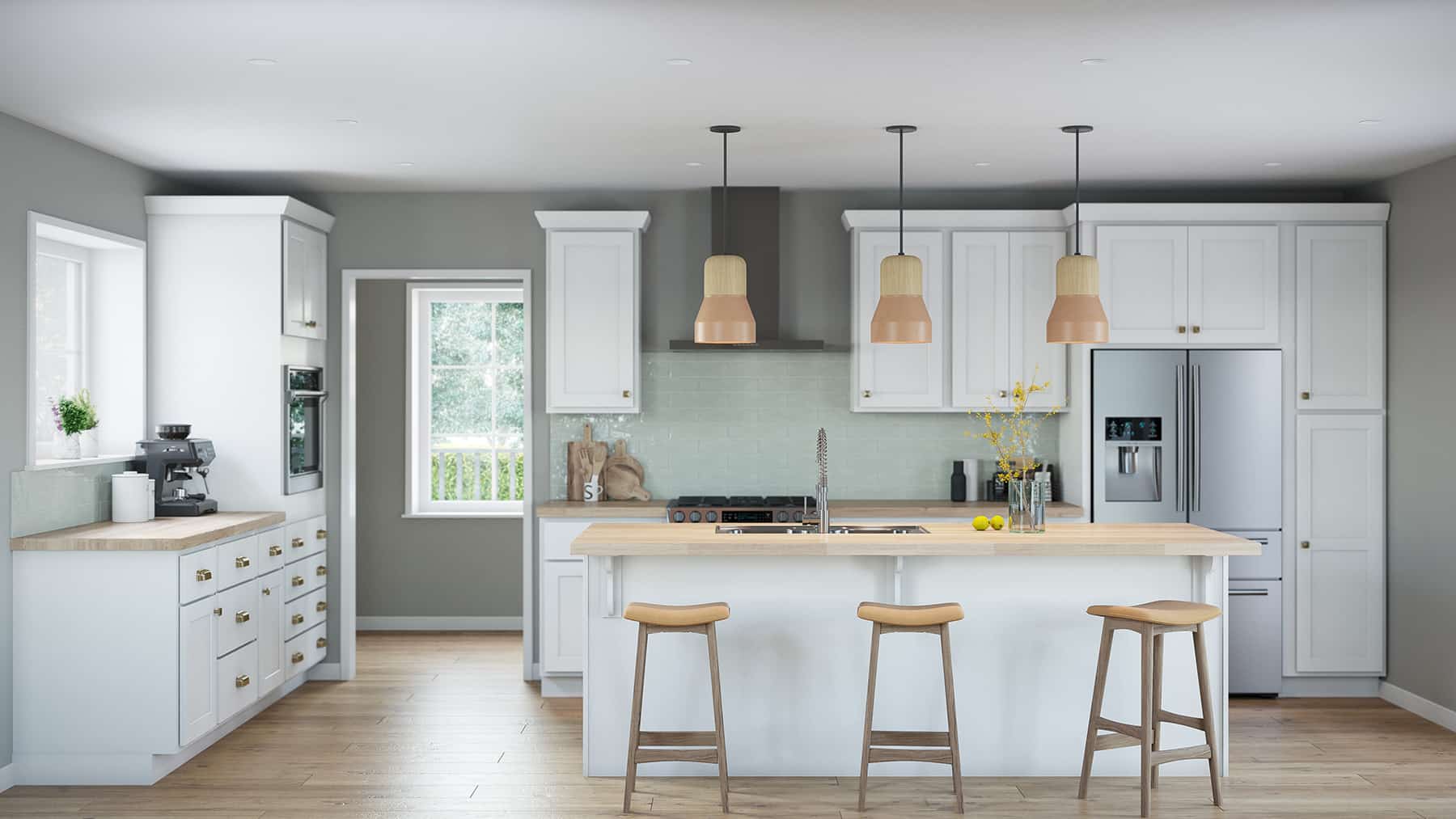 Kitchen fitted with Builder Essential cabinets from Home Connect