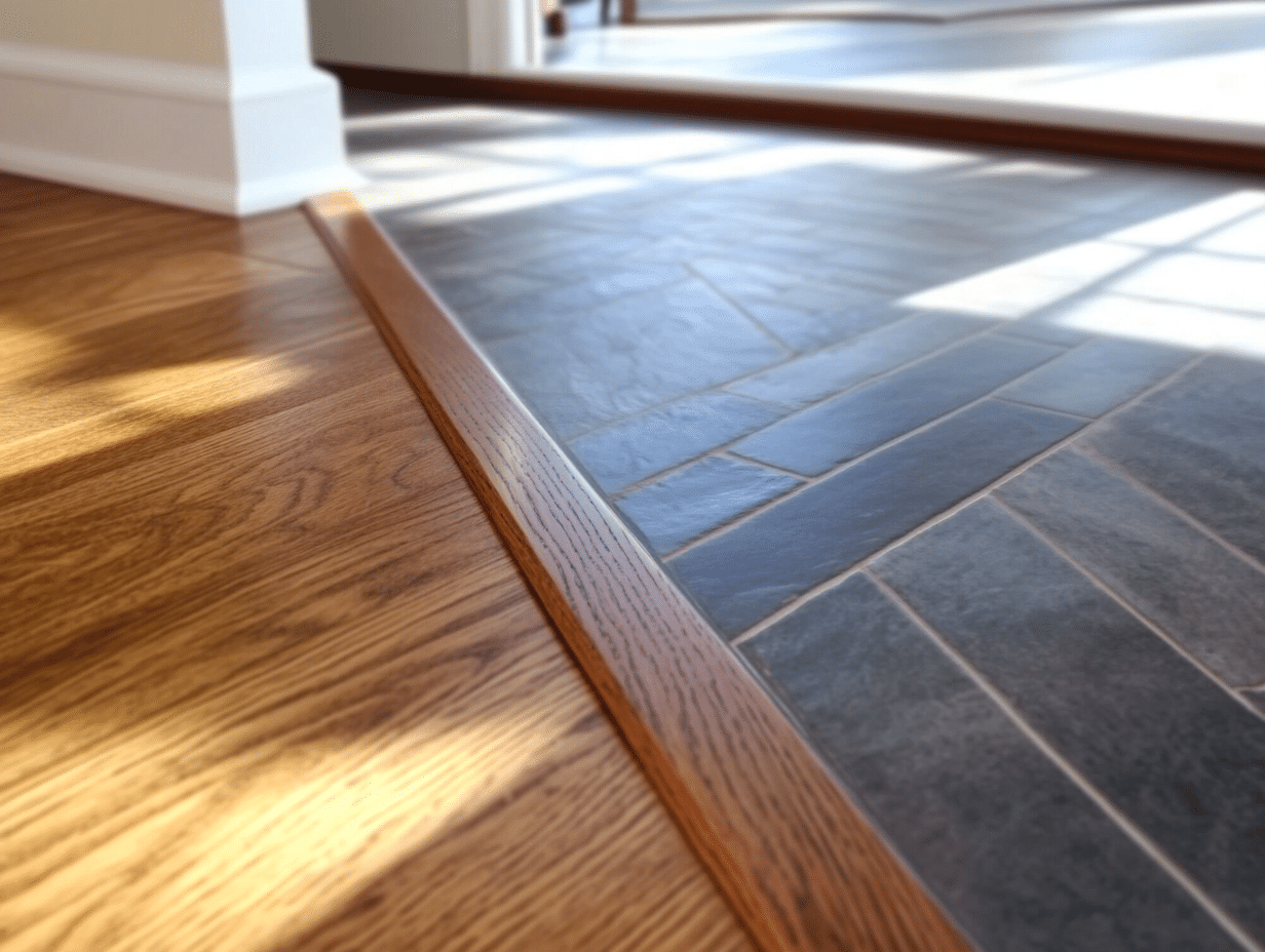 Transition trim between wood flooring and tile