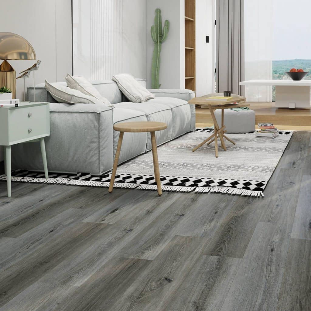 Hybrid plank flooring color: Antique Gray