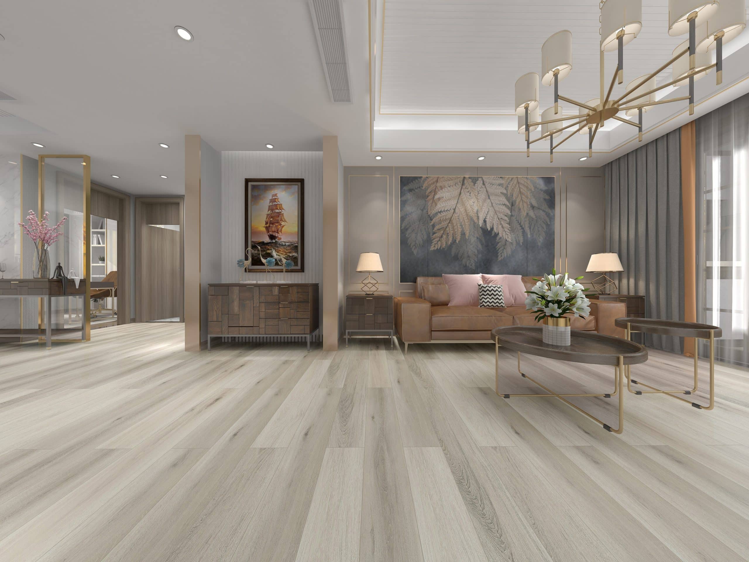 Living room with wood-look flooring