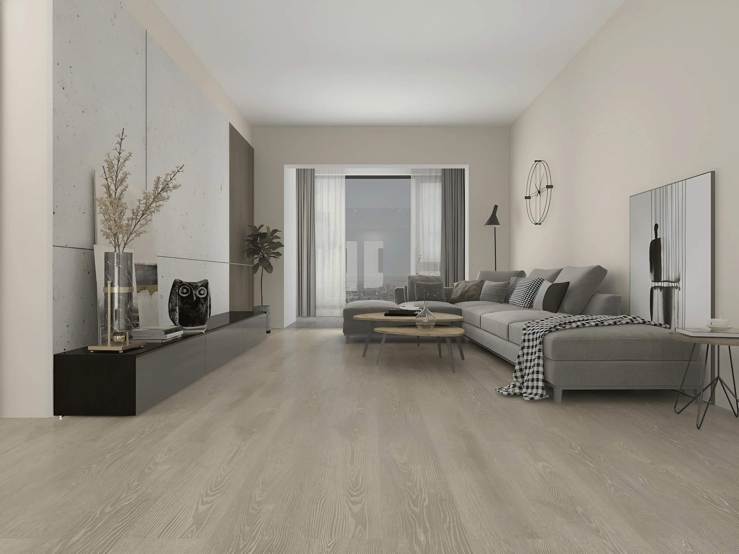 Living room with luxury vinyl plank